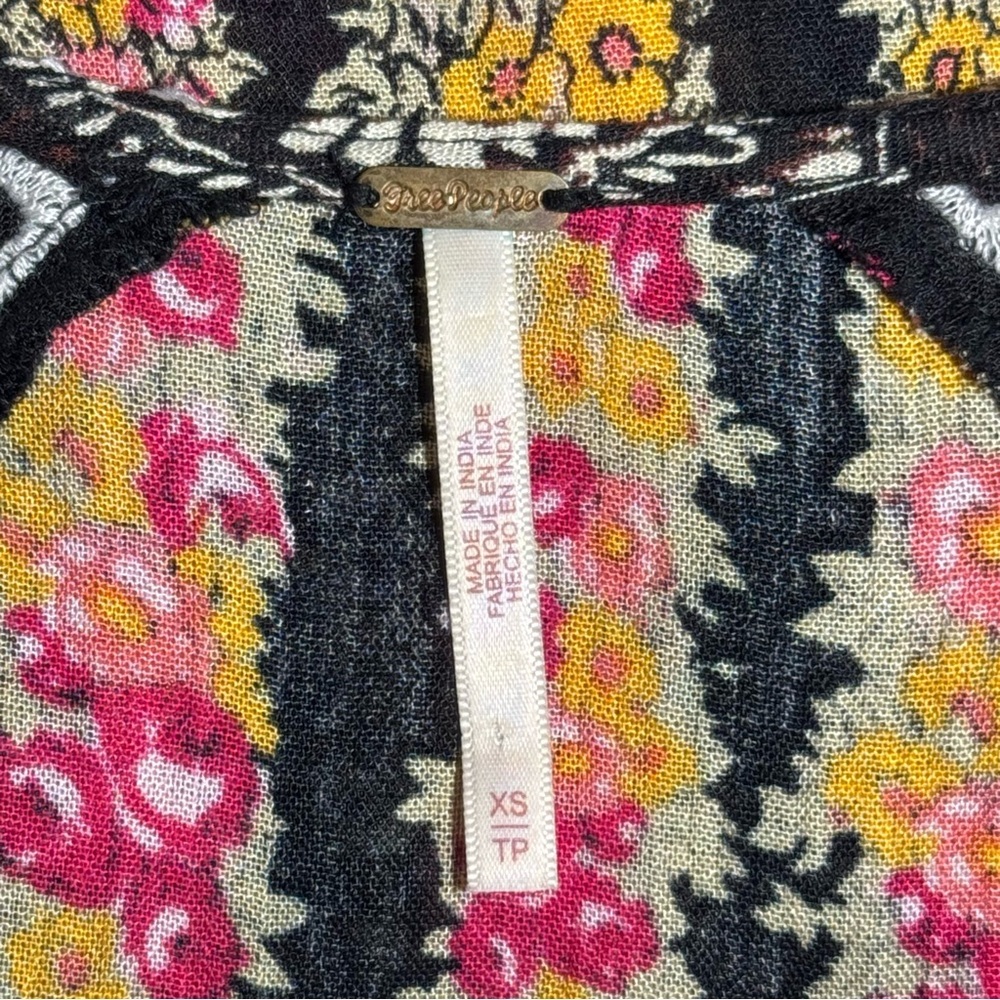 FREE PEOPLE Fallin Into You Long Sleeve Tunic Dress Black Combo size XS - Picture 10 of 14